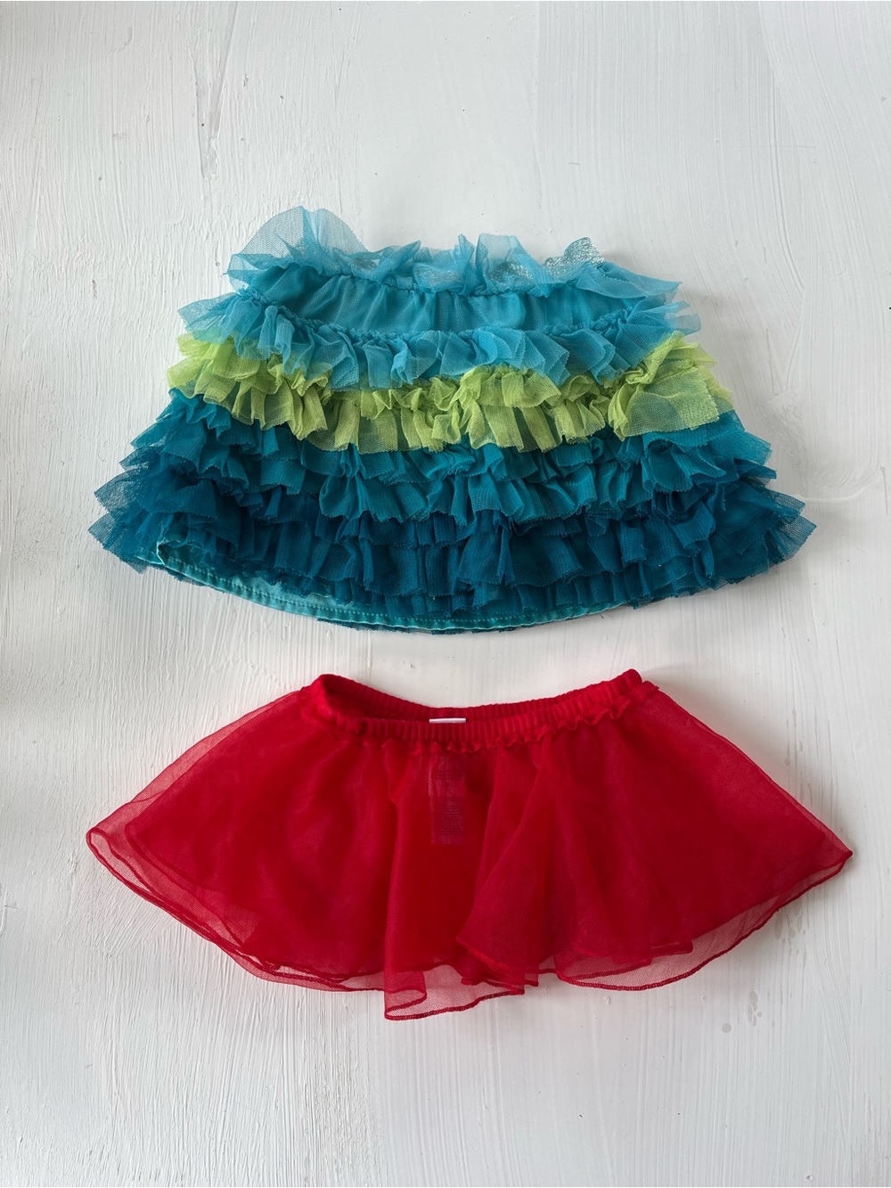 The Children's Place Turquoise Layered Tulle Tutu Skirt Plus Red Tulle Skirt